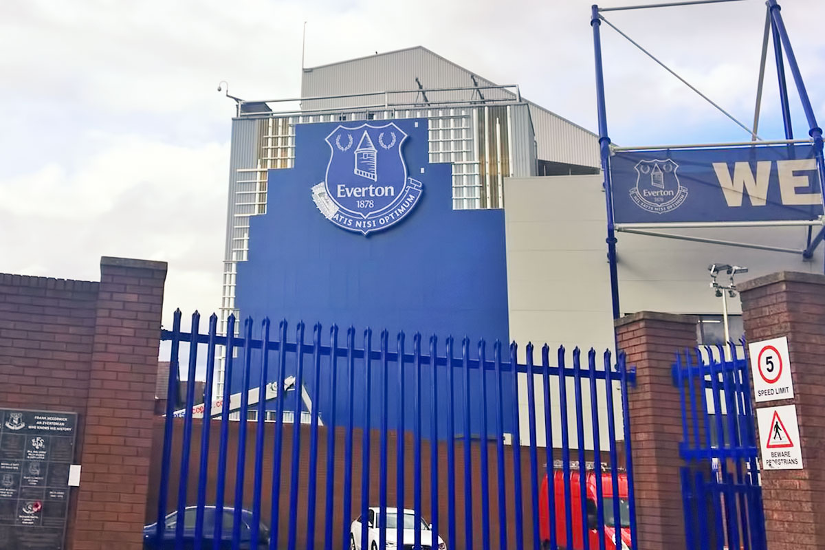 Everton Crest Sign Fixing At Goodison Park