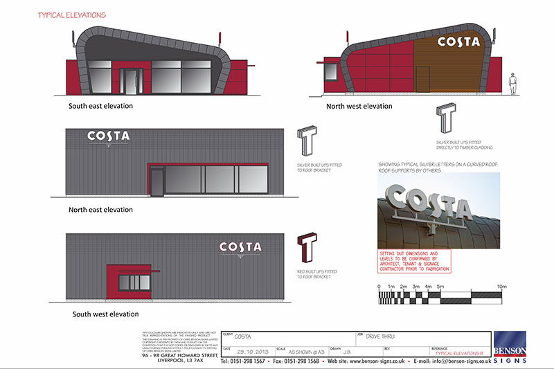 Costa Coffee Drive Thru Signage Drawings