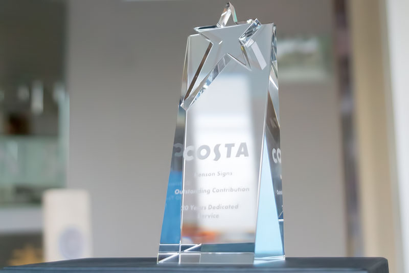 Costa Coffee Award For Liverpool Sign Maker