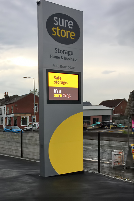 Sure Store Freestanding Totem Sign With Digital Display